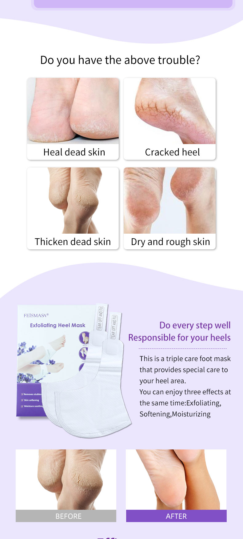 product-Remove dead skin lavender vegan baby your feet peeling nourishing exfoliating foot heel mask