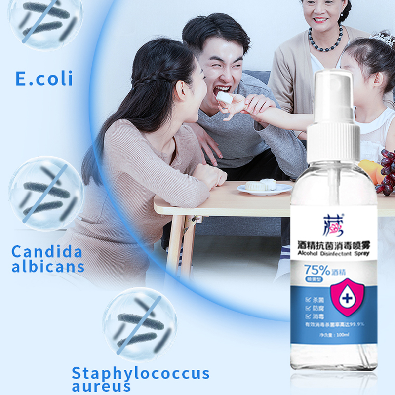 Private Label 100ml 75% portable waterless hand sanitizers Antibacterial disinfectant alcohol spray