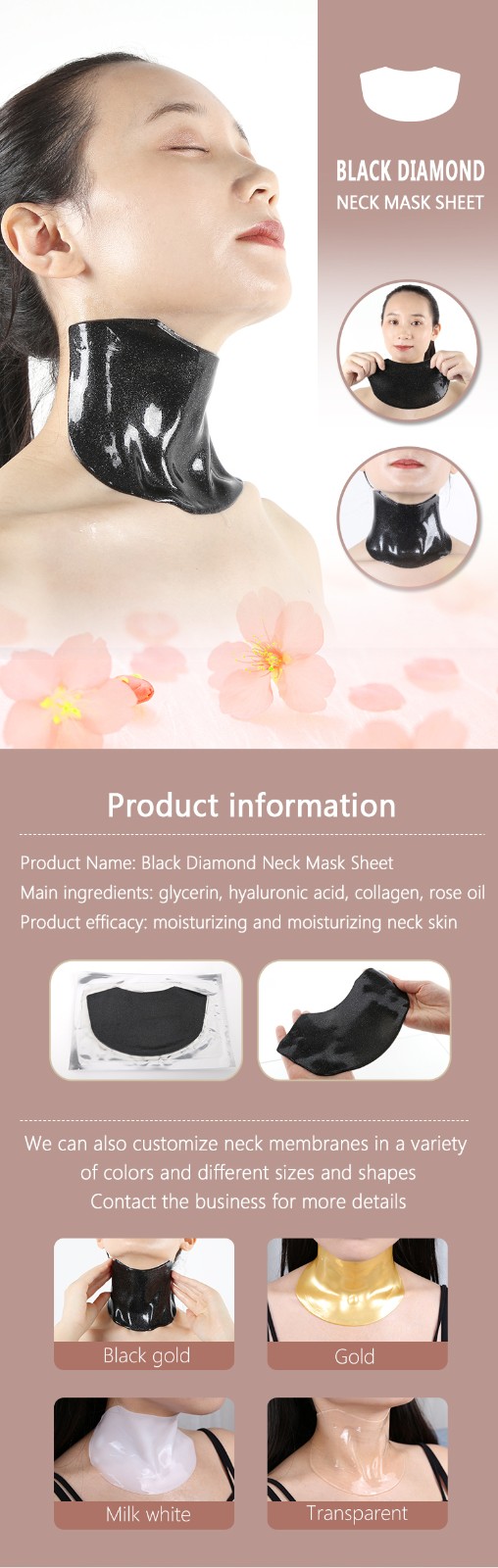 product-Neck Mask Black Hyaluronic Acid Whitening Crystal Collagen sheet Neck Mask-Calla-img