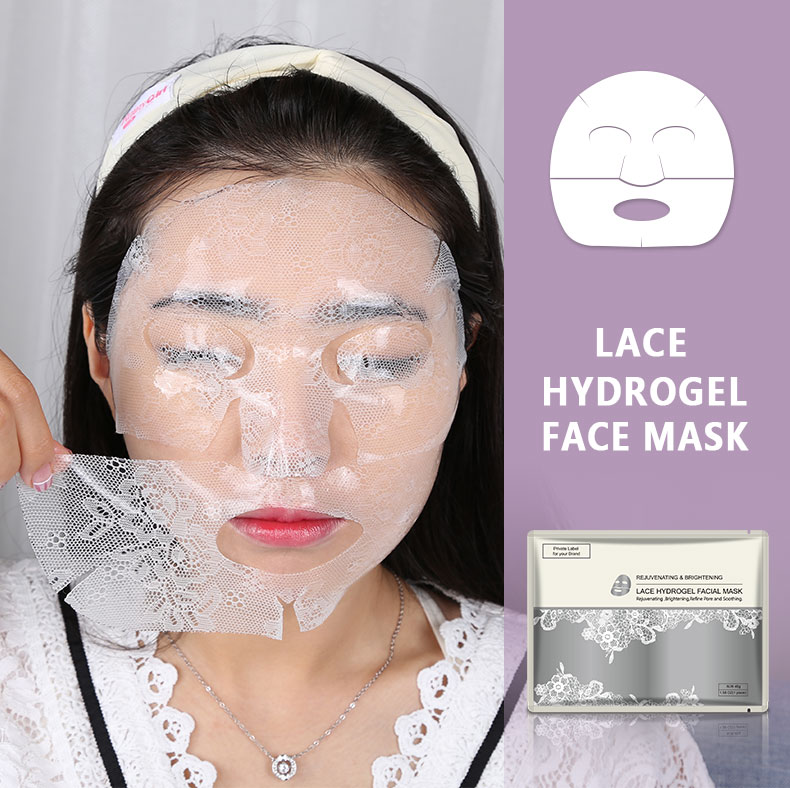 Facial Mask Lace Black Sheet Hydrogel Whitening Nourishing Firming