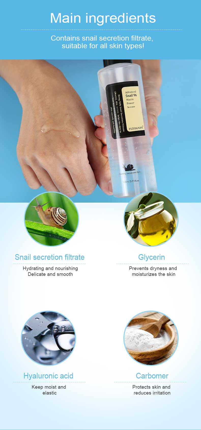 product-Calla-hyaluronic acid facial skin care Snail Moisturizing Serum-img-1