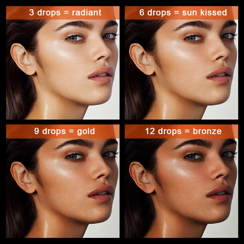 Private Label Deep Dark Tanning Drops Self Tan Serum For Face And Body Sunless Body Oil For Skin Care