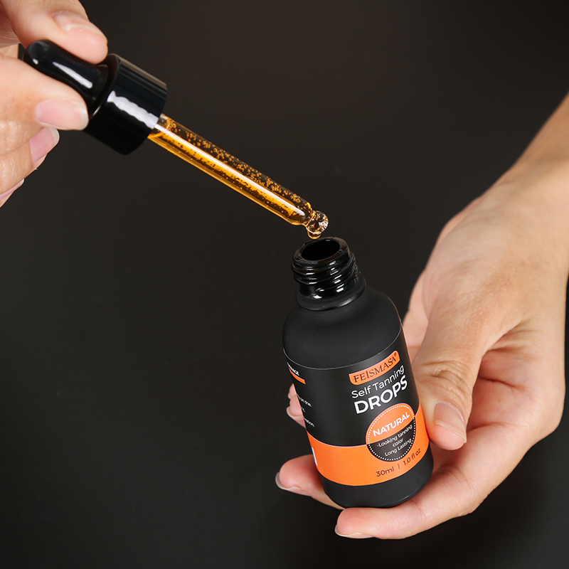 Private Label Deep Dark Tanning Drops Self Tan Serum For Face And Body Sunless Body Oil For Skin Care